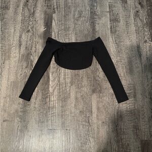 Elegant Black Off-Shoulder- Open Back Top